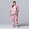 Plus Size Simply Vera Vera Wang Short Sleeve Pajama Top & Cropped Pajama Pants Set -Simply Vera Vera Wang Shop 5702051 Lt Pink Floral