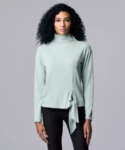 Women's Simply Vera Vera Wang Cozy Knot-Front Top -Simply Vera Vera Wang Shop 5790635 Mint Frost Heather
