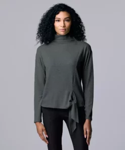 Women's Simply Vera Vera Wang Cozy Knot-Front Top -Simply Vera Vera Wang Shop 5790635 Vera Black