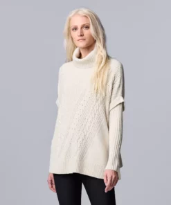 Women's Simply Vera Vera Wang Traveling Cable-Knit Poncho Sweater 10 Women's Simply Vera Vera Wang Traveling Cable-Knit Poncho Sweater -Simply Vera Vera Wang Shop 5797212 Tropical Sand