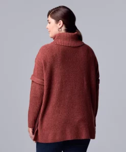 Plus Size Simply Vera Vera Wang Cable Knit Traveling Poncho -Simply Vera Vera Wang Shop 5800250 ALT