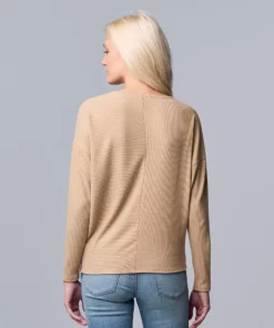 Women's Simply Vera Vera Wang Cozy Ribbed Top -Simply Vera Vera Wang Shop 5804140 ALT