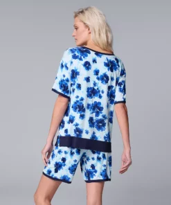 Women's Simply Vera Vera Wang Short Sleeve Pajama Top and Bermuda Pajama Shorts Sleep Set 7 Women's Simply Vera Vera Wang Short Sleeve Pajama Top and Bermuda Pajama Shorts Sleep Set -Simply Vera Vera Wang Shop 5804565 ALT