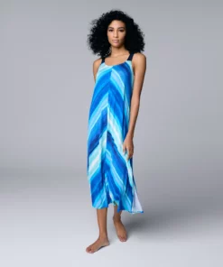 Women's Simply Vera Vera Wang Maxi Chemise 5 Women's Simply Vera Vera Wang Maxi Chemise -Simply Vera Vera Wang Shop 5804566 Blue Bias Stripe