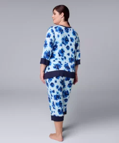 Plus Size Simply Vera Vera Wang 3/4 Sleeve Pajama Top and Capri Pajama Pants Sleep Set -Simply Vera Vera Wang Shop 5809676 ALT