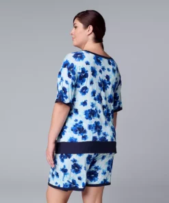 Plus Size Simply Vera Vera Wang Short Sleeve Pajama Top and Bermuda Pajama Shorts Sleep Set -Simply Vera Vera Wang Shop 5809677 ALT