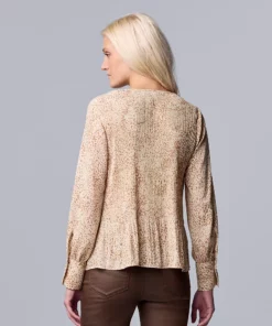 Women's Simply Vera Vera Wang Pleated Splitneck Top -Simply Vera Vera Wang Shop 5810998 ALT