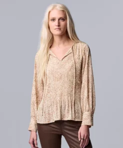 Women's Simply Vera Vera Wang Pleated Splitneck Top -Simply Vera Vera Wang Shop 5810998 Dotted Wave B