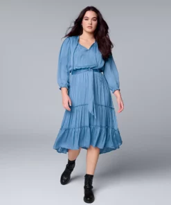Women's Simply Vera Vera Wang High-Low Tiered Midi Dress -Simply Vera Vera Wang Shop 5836917 Sky Blue