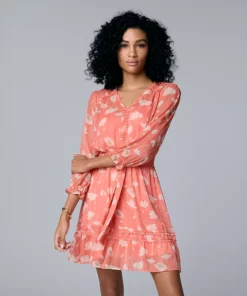 Women's Simply Vera Vera Wang Ruffle Shirt Dress