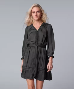 Women's Simply Vera Vera Wang Ruffle Shirt Dress 10 Women's Simply Vera Vera Wang Ruffle Shirt Dress -Simply Vera Vera Wang Shop 5836918 Vera Black