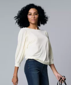 Simply Vera Vera Wang Shop 52 Women's Simply Vera Vera Wang Banded-Hem Draped Top