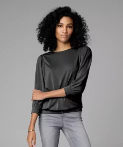 Women's Simply Vera Vera Wang Banded-Hem Draped Top -Simply Vera Vera Wang Shop 5841061 Vera Black