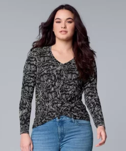 Women's Simply Vera Vera Wang Twist-Front Top -Simply Vera Vera Wang Shop 5853079 Graphic Abstract