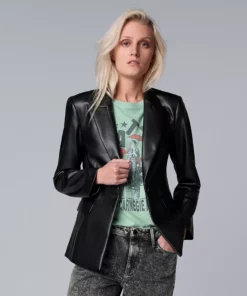 Women's Simply Vera Vera Wang Faux-Leather Blazer