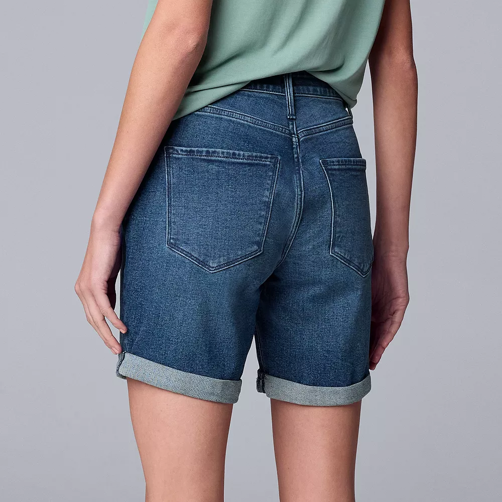 Women's Simply Vera Vera Wang High-Waist Cuffed Jean Shorts 4 Women's Simply Vera Vera Wang High-Waist Cuffed Jean Shorts - Image 2
