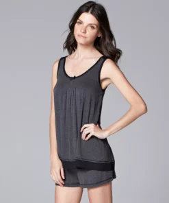 Women's Simply Vera Vera Wang Basic Luxury Tank & Boxer Sleep Set