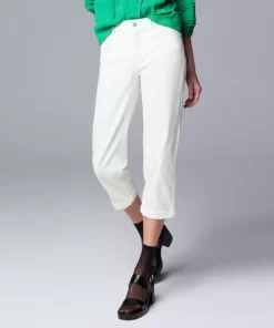 Women's Simply Vera Vera Wang Relaxed Boyfriend Crop Pants -Simply Vera Vera Wang Shop 5880278 Modern White