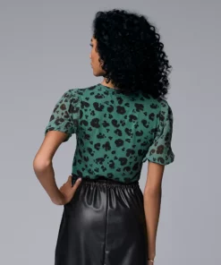 Women's Simply Vera Vera Wang Mixed-Media Top -Simply Vera Vera Wang Shop 5883436 ALT