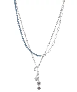 Simply Vera Vera Wang Silver Tone Blue & White Crystal Celestial Charms Multi-Strand Necklace