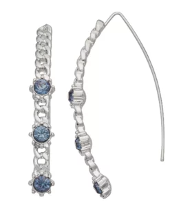 Simply Vera Vera Wang Silver Tone Simulated Blue Crystal Chain Threader Earrings