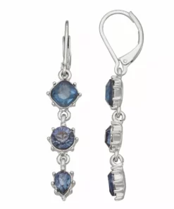 Simply Vera Vera Wang Silver Tone Simulated Blue Crystal Leverback Drop Earrings