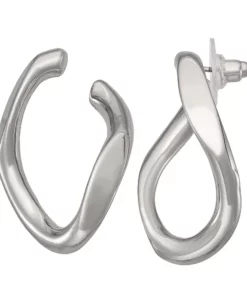 Simply Vera Vera Wang Silver Tone Twisty Geometric Open Circle Drop Earrings