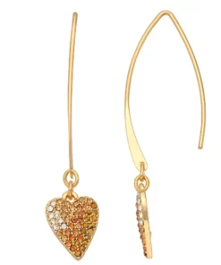 Simply Vera Vera Wang Gold Tone Pave Heart Threader Earrings