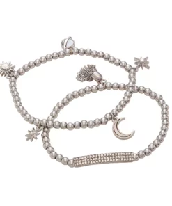 Simply Vera Vera Wang Silver Tone Social Galaxy Charm Stretch Bracelet Set