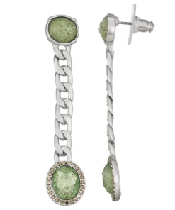 Simply Vera Vera Wang Silver-Tone Green Stone Linear Statement Earrings