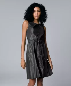 Women's Simply Vera Vera Wang Faux-Leather Dress