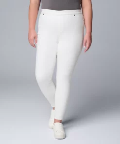 Plus Size Simply Vera Vera Wang Mid-Rise Shaping Denim Leggings -Simply Vera Vera Wang Shop 5900853 White