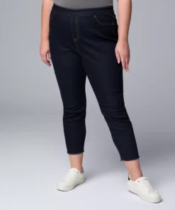 Plus Size Simply Vera Vera Wang Mid-Rise Shaping Capri Length Denim Leggings
