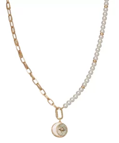 Simply Vera Vera Gold Tone Simulated Pearl Chain Celestial Pendant Necklace