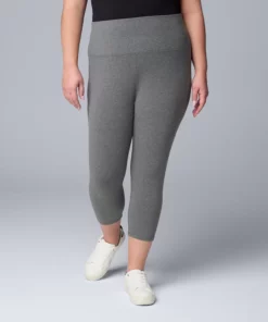 Plus Size Simply Vera Vera Wang High Rise Cotton Shaping Capri Leggings