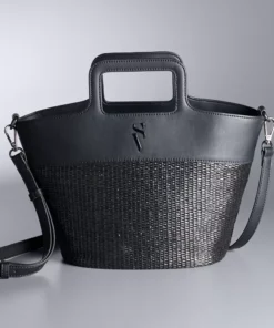 Simply Vera Vera Wang Top Handle Straw Satchel Bag -Simply Vera Vera Wang Shop 5918245 Black Straw