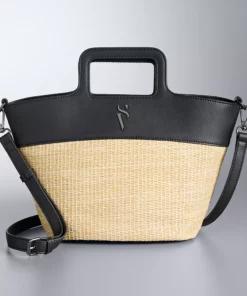 Simply Vera Vera Wang Top Handle Straw Satchel Bag