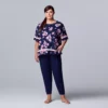Plus Size Simply Vera Vera Wang Short Sleeve Pajama Top and Cropped Banded Bottom Pajama Pants Sleep Set -Simply Vera Vera Wang Shop 5934677
