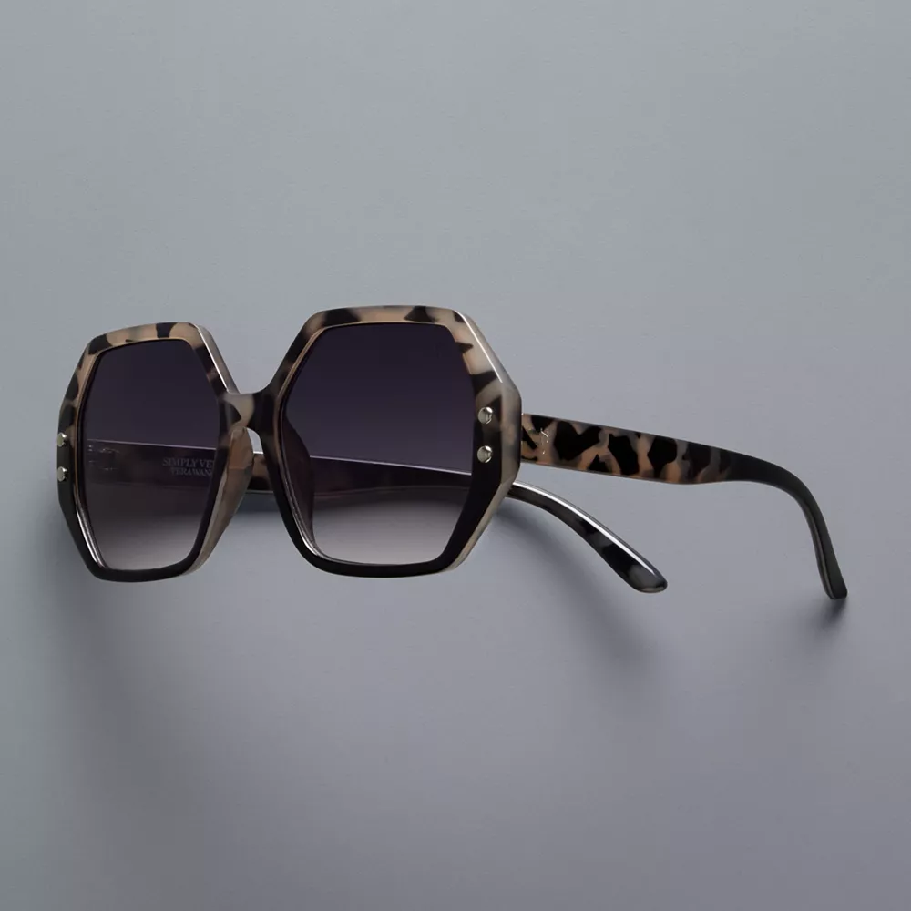 Women's Simply Vera Vera Wang Large Plastic Emery Square 17mm Sunglasses 3 Women's Simply Vera Vera Wang Large Plastic Emery Square 17mm Sunglasses