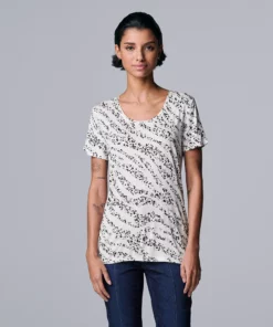 Simply Vera Vera Wang Shop 27 Petite Simply Vera Vera Wang Printed Short Sleeve Tee