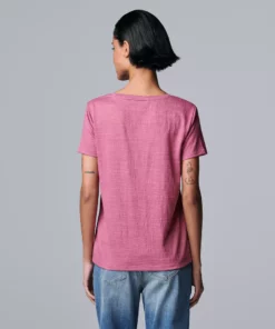 Petite Simply Vera Vera Wang Textured Short Sleeve Tee -Simply Vera Vera Wang Shop 6037538 ALT