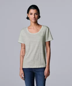 Women's Simply Vera Vera Wang Relaxed Fit Textured Tee -Simply Vera Vera Wang Shop 6046893 Dovetail Heather