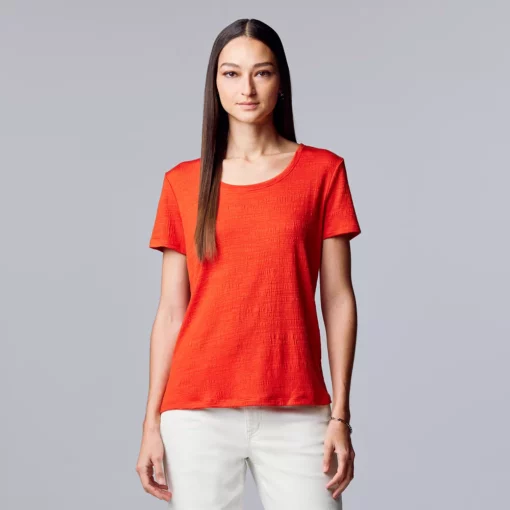 Women's Simply Vera Vera Wang Relaxed Fit Textured Tee 3 Women's Simply Vera Vera Wang Relaxed Fit Textured Tee -Simply Vera Vera Wang Shop 6046893 Red Kiss