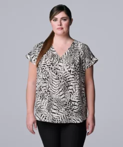Plus Size Simply Vera Vera Wang Dolman Popover Top -Simply Vera Vera Wang Shop 6047268 Abstract Feather A