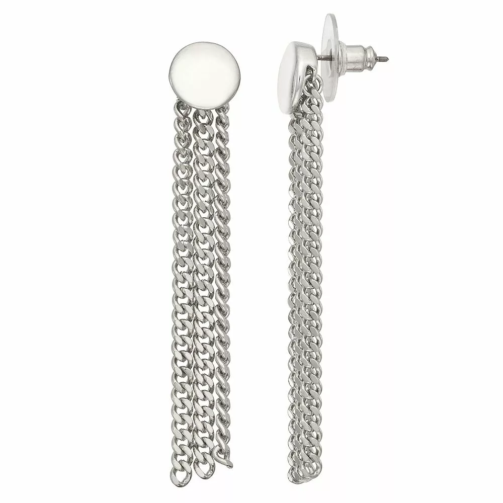 Simply Vera Vera Wang Silver Tone Linear Chain Earrings 3 Simply Vera Vera Wang Silver Tone Linear Chain Earrings