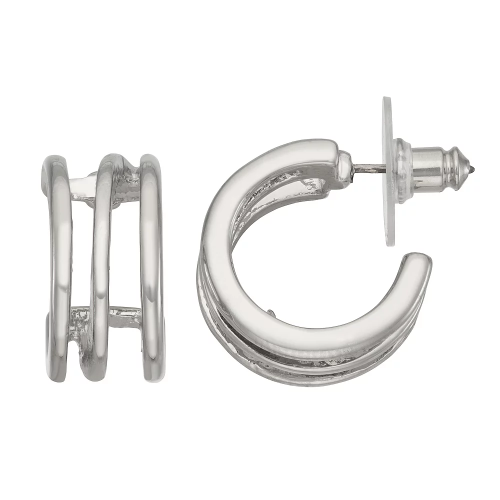 Simply Vera Vera Wang Black Three Row C-Hoop Earrings 3 Simply Vera Vera Wang Black Three Row C-Hoop Earrings