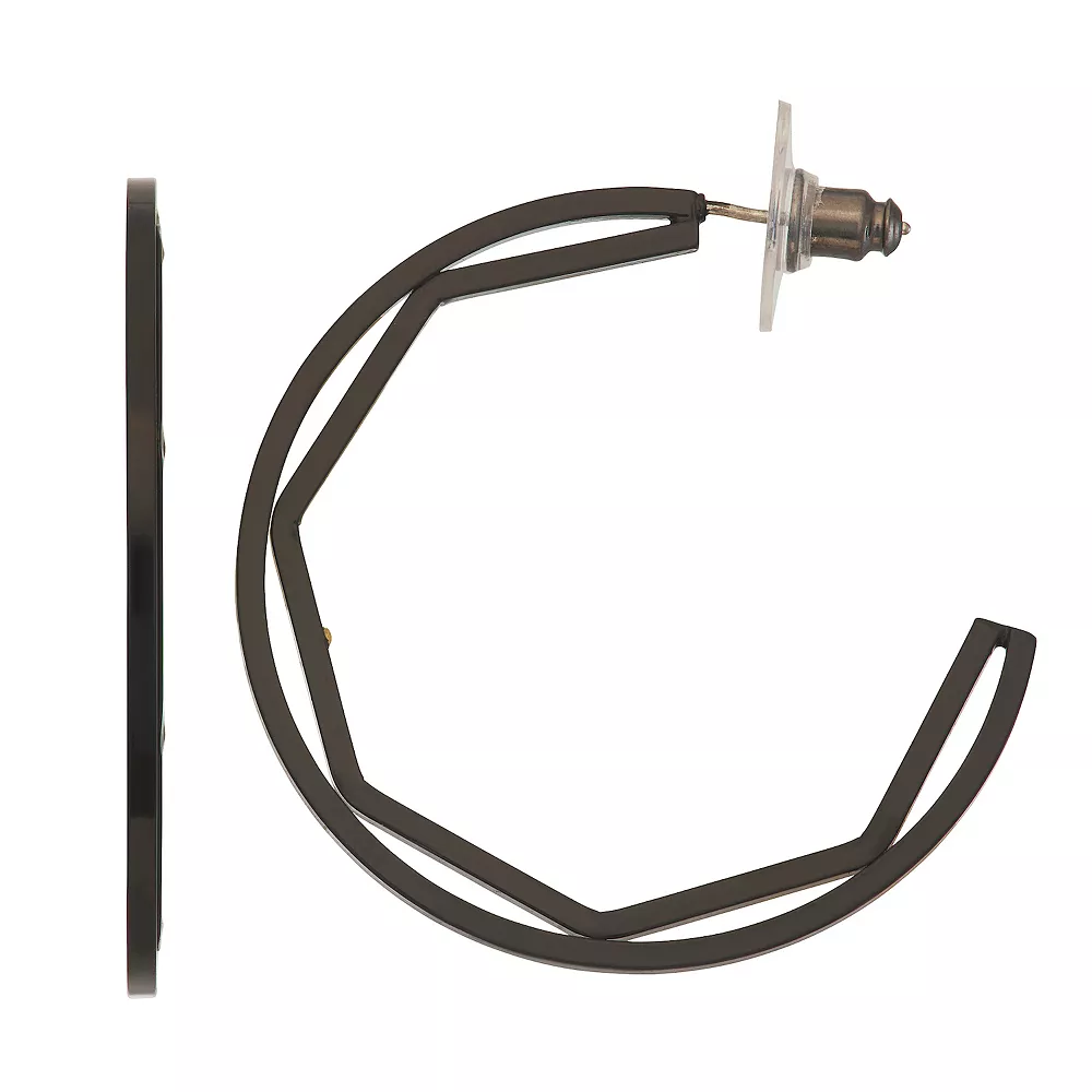 Simply Vera Vera Wang Jet Tone Click-It Knife Edge Hoop Earrings 3 Simply Vera Vera Wang Jet Tone Click-It Knife Edge Hoop Earrings