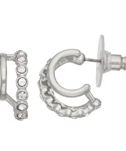 Simply Vera Vera Wang Silver Tone Post Stone Hoop Earrings