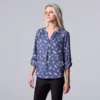 Women's Simply Vera Vera Wang Roll-Tab Sleeve Popover Blouse -Simply Vera Vera Wang Shop 6171470 Scattered Petals