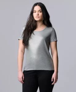 Women's Simply Vera Vera Wang Relaxed Fit Textured Tee 14 Women's Simply Vera Vera Wang Relaxed Fit Textured Tee -Simply Vera Vera Wang Shop 6171579 Silver Foil